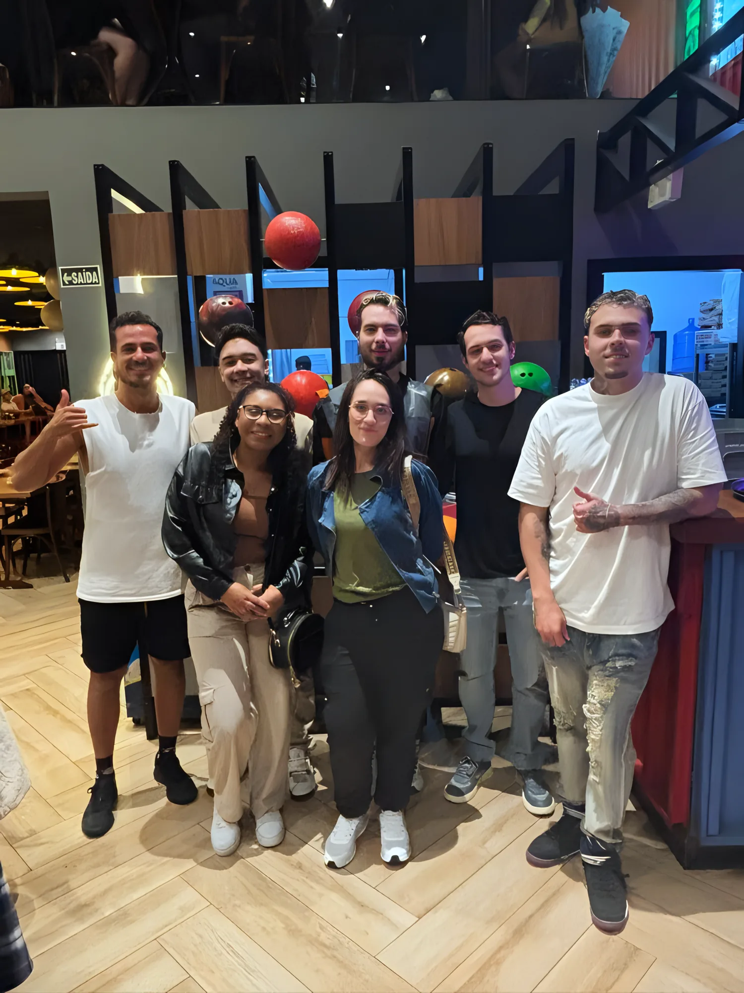 Datatchê team gathered for a bowling night